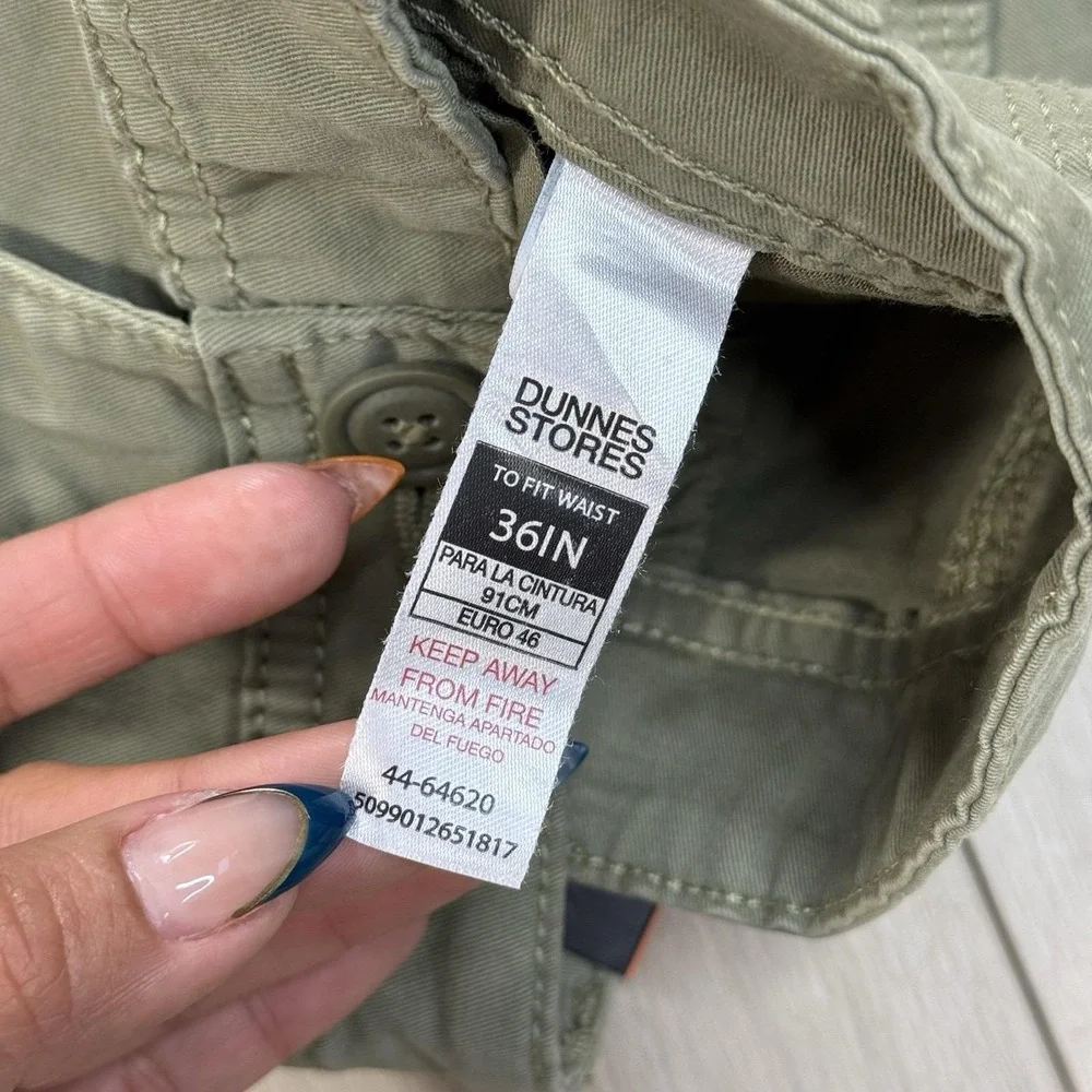 Dunnes Stores Men's Cargo Shorts Khaki Green‎ 36 Stretch Utility Pockets NWT
